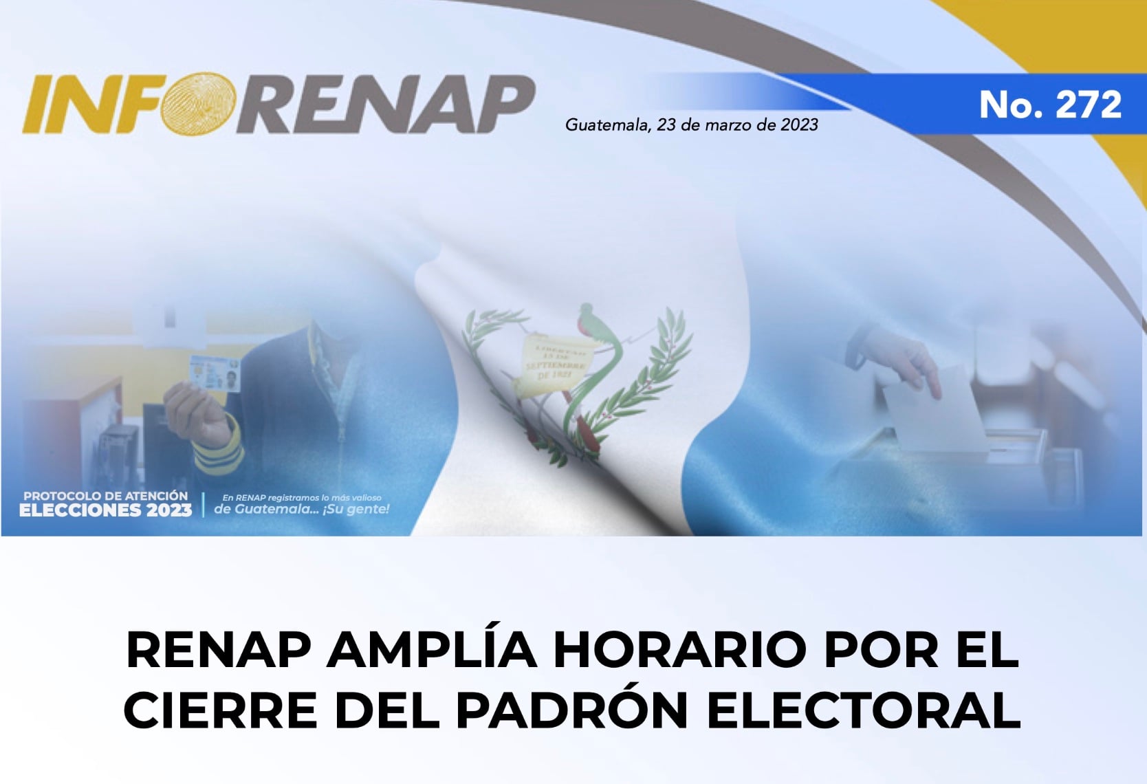 RENAP amplía horario por cierre del Padrón Electoral
